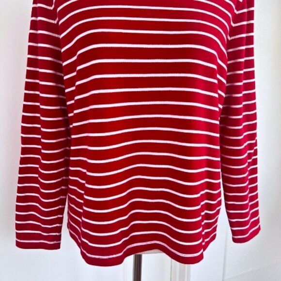 LANDS END Striped Red White Knit Turtleneck Size L - Picture 4 of 15